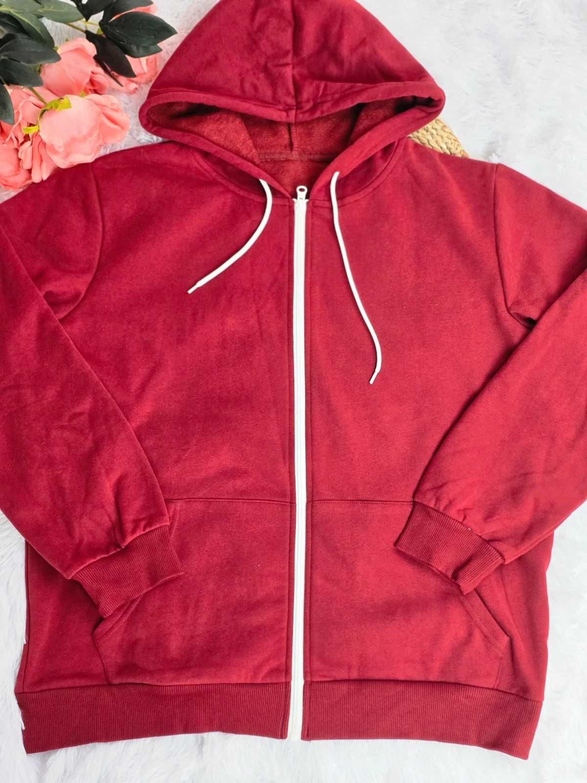 Bluza dresowa damska XL 42 czerwona z suwakiem kapturem sportowa