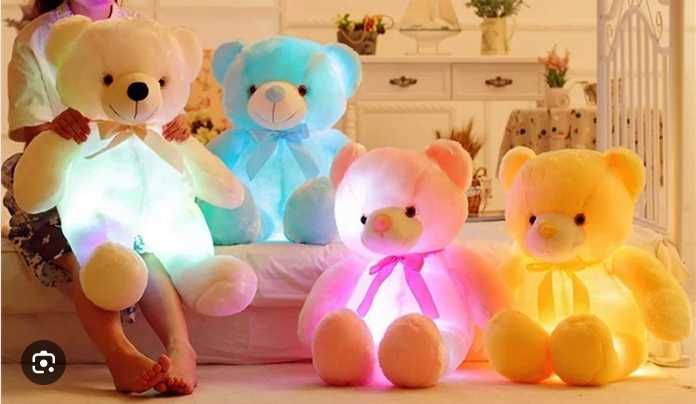 MIŚ świecący PLUSZAK LED LAMPKA Maskotka dla Dzieci Różowy