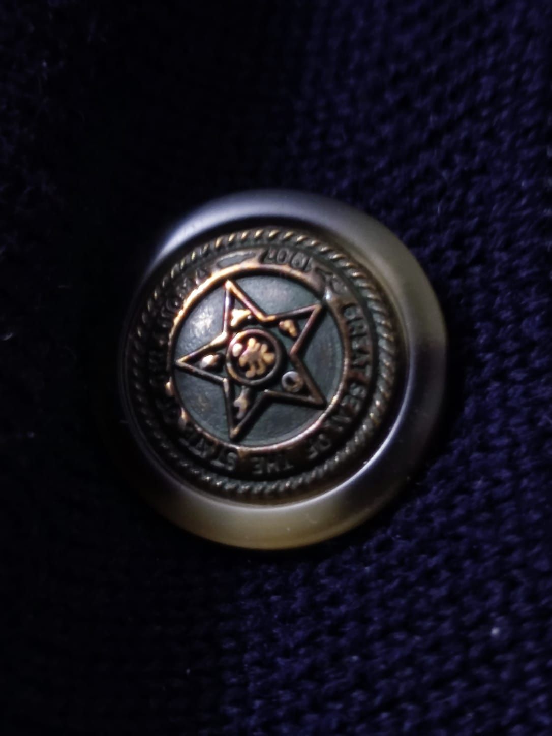 Sweter klasyczny Maerz XL kardigan ozdobny męski niebieski granatowy c