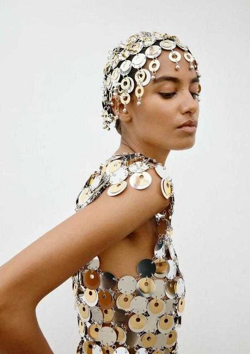 Сорочка футболка з паєтками h&m x rabanne