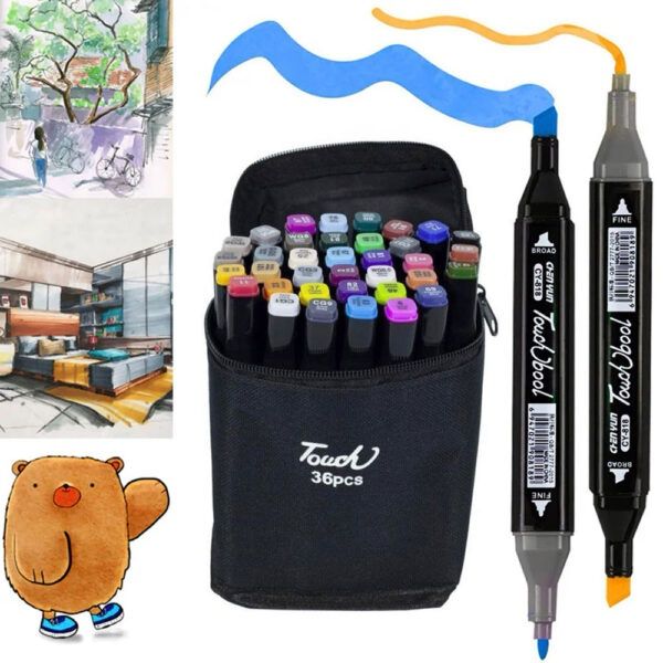 Набір маркерів для скетчинга 60шт. двосторонні маркери для малювання