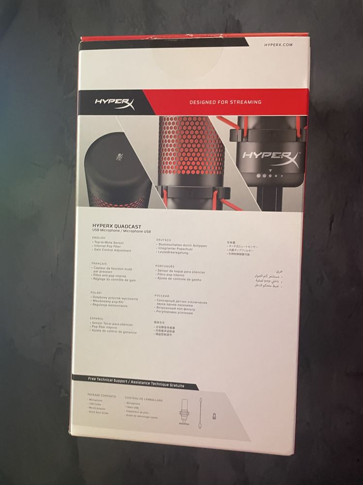 HyperX QuadCast - microfone de condensador USB, preto e vermelho