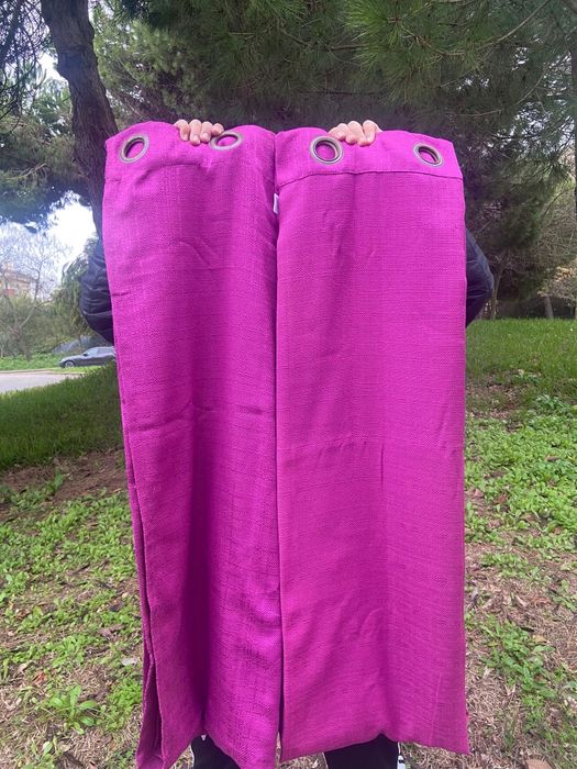 2 Cortinados de argolas - 230×140 Beringela