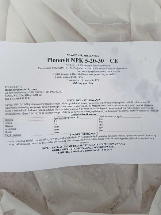 Plonovit NPK 5-20-30 (Polifoska 6) worek 50 kg