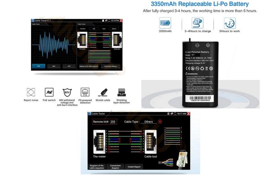 Moнитор тестер  IPC-5200C Plus 8MPвидеонаблюденияPlus-8MP IP AHD CVI