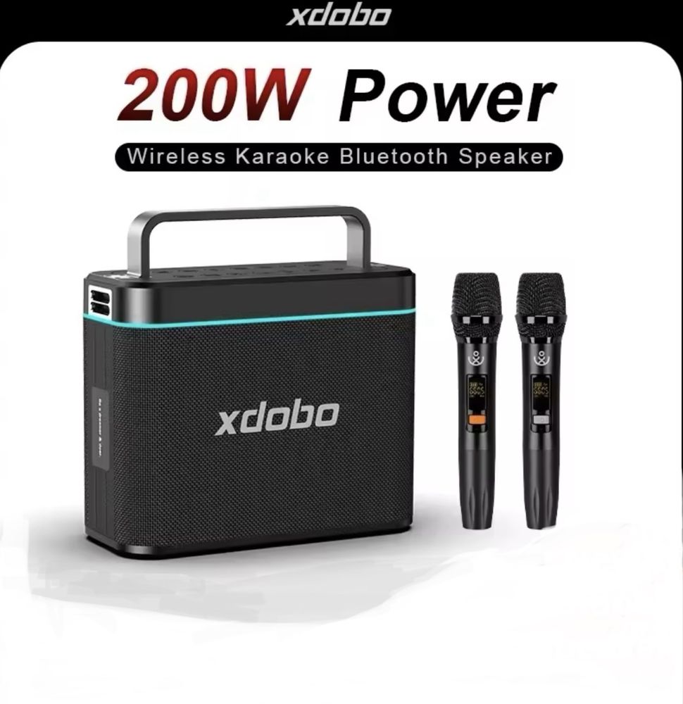 Портативна акустика колонка Xdobo Truth 200W BT5.3 +2 мікрофона