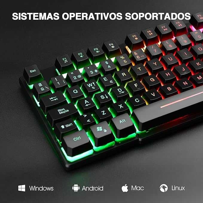Rii RK100 + klawiatura gamingowa z podświetleniem 5 kolorów QWERTZ