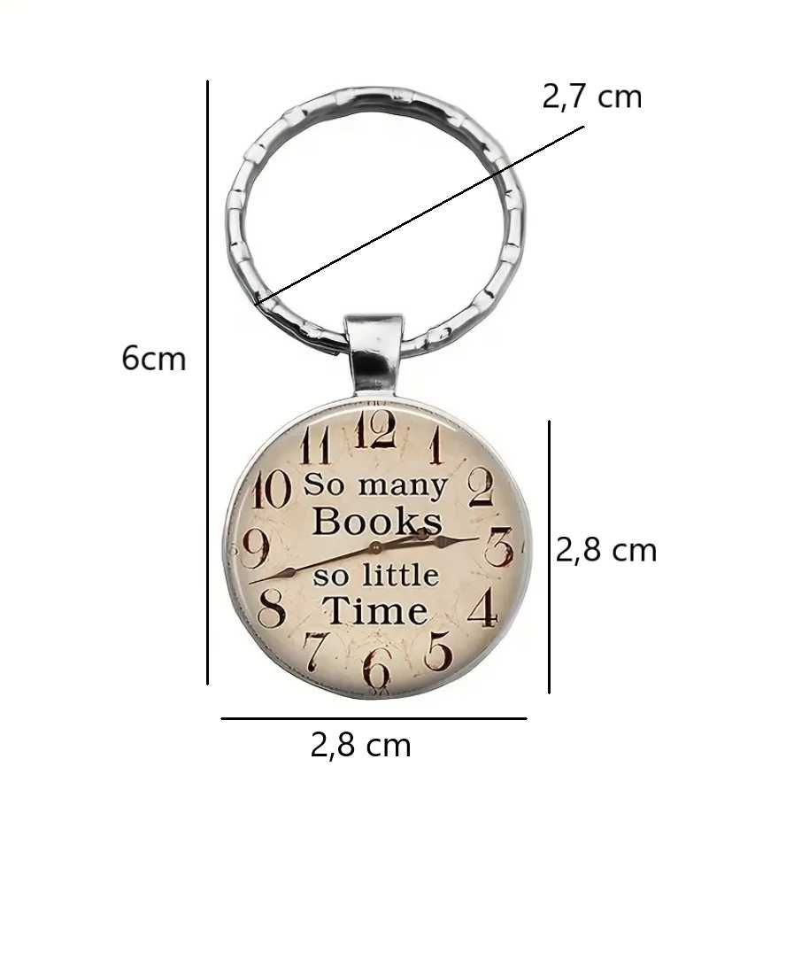 Metalowy Breloczek Brelok do kluczy Książka Zegar