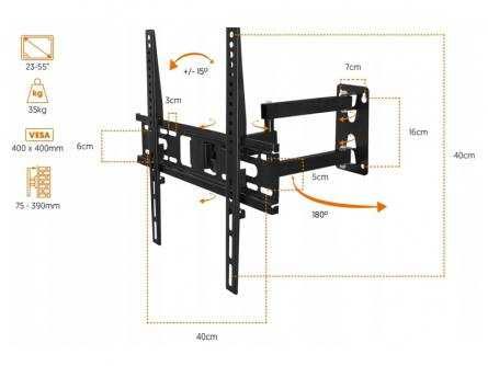 Nowy Uchwyt ścienny do LCD 23-55" z regulacją - 1 ramię