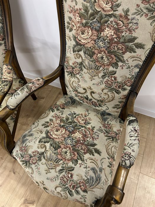 Fotele stylowe komplet dwie sztuki gobelin