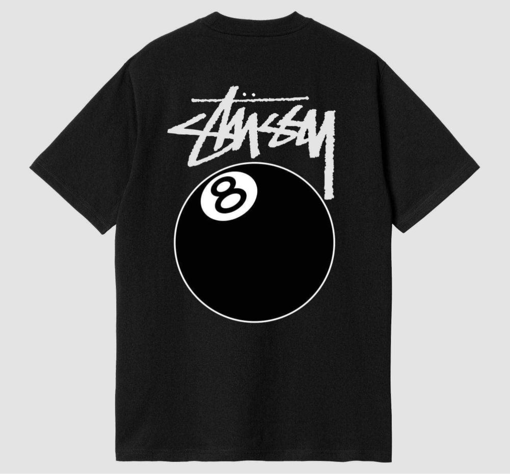 Мужская футболка Stussy 8Ball с шаром черная стусси унисекс Топ продаж