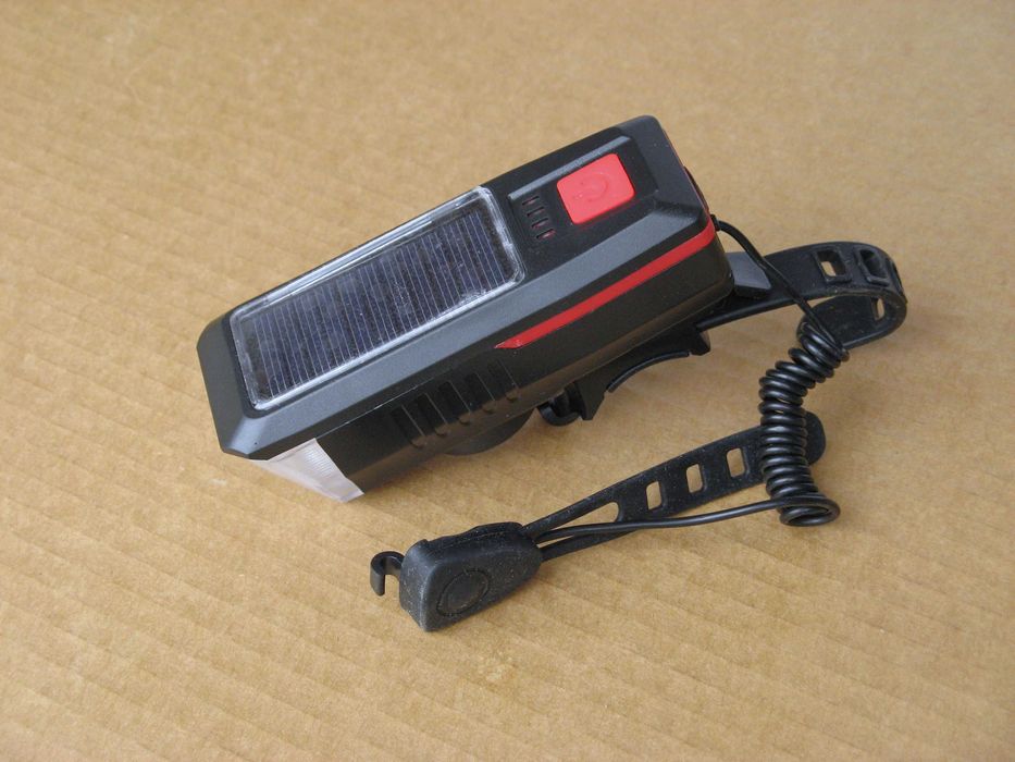 Велофара с солнечной батареей и звуковым сигналом