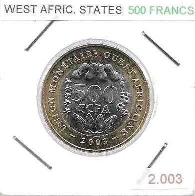 Estados da África Ocidental - - - 500 Francs - 2003 - - - Moeda