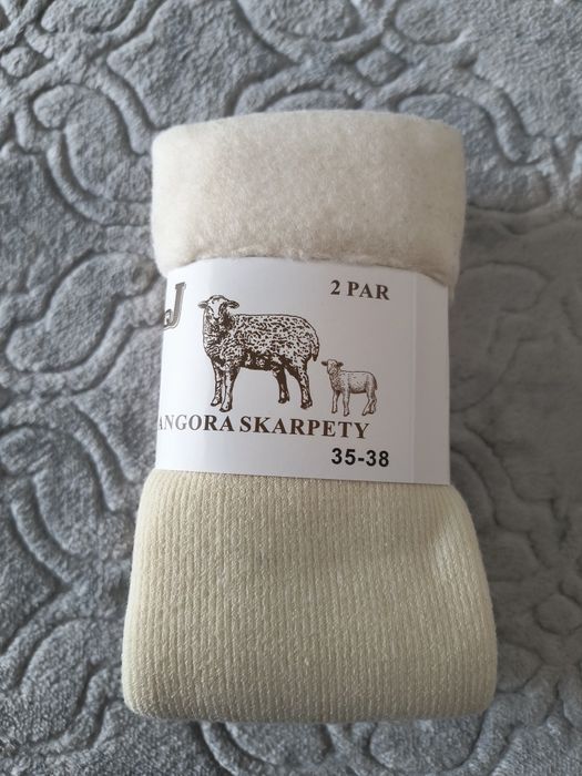 2 pary ciepłe SKARPETY GRUBE ANGORA 35-38 unisex