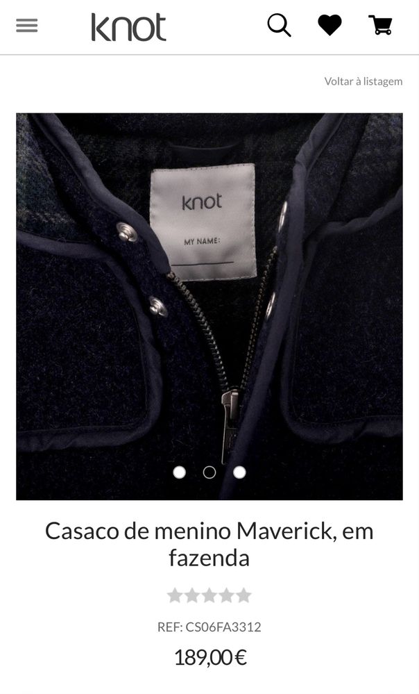 Casaco de menino Knot, 10 anos (140cm), como novo. Preço novo 189€