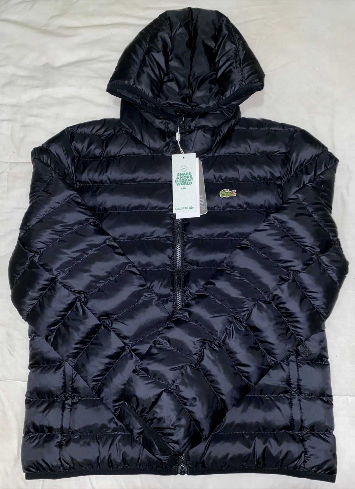 Blusão Preto Lacoste Acolchoado com Capuz