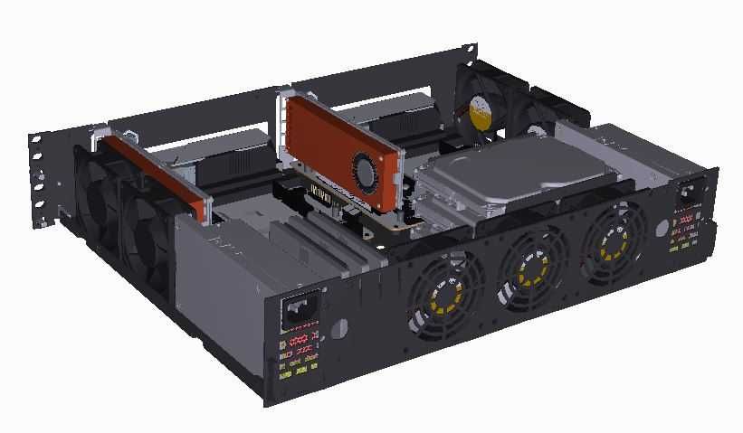 Obudowa RACK do szafy 19 cali R-CASE 2 PRO / Serwer 2x mATX, 2 x FLEX
