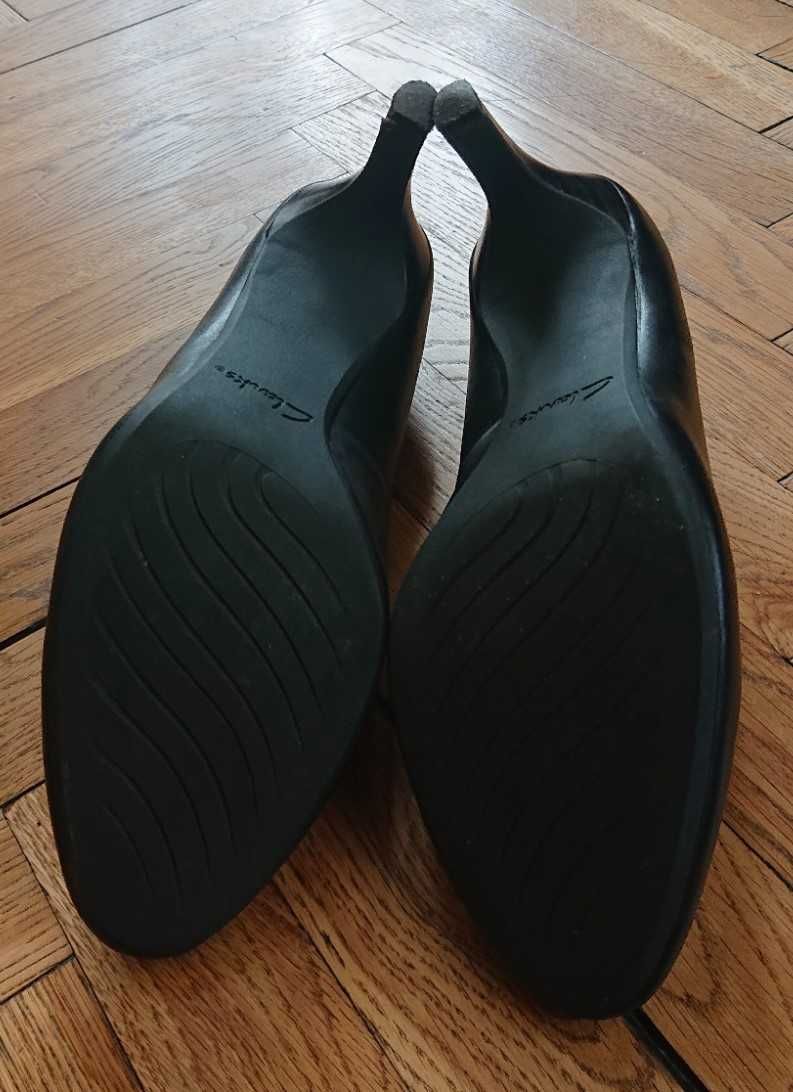 Klasyczne czarne szpilki czółenka CLARKS skóra naturalna rozmiar 40