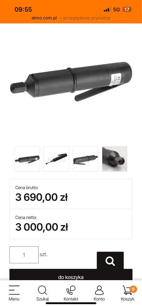 Niskowibracyjny skrobak pneumatyczny HRV-95A