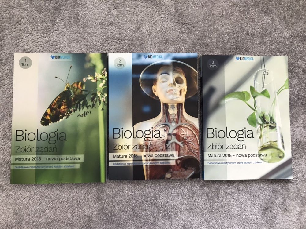 Biologia Zbiór Zadan BIOMEDICA 2018, tom1-3, NIEUŻYWANE