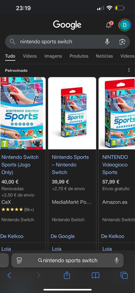 Nintendo switch SPORTS + kit de acessórios