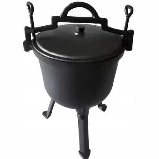 Kociołek Żeliwny Garnek 5L SUPER Zestaw -Kociołek Rękawice 6 Przepisów