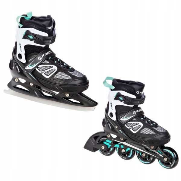 Rolki Łyżwy figurowe RAVEN Advance 2w1 regulowane Black/Mint 38-42