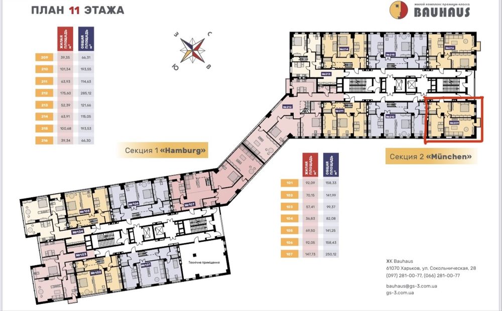 Продажа 2к.кв. 66квм Центр ЖК Bauhaus, ул. Сумская Новострой