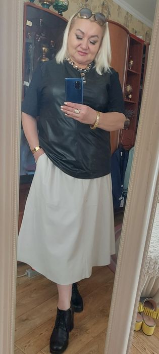 Sassofono, Vita Vien базовая кофта кожа эко+плотный трикотаж .50/54,