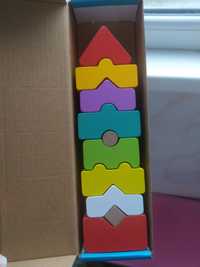 Деревянная игрушка конструктор пирамидка башня монтессори стучалка