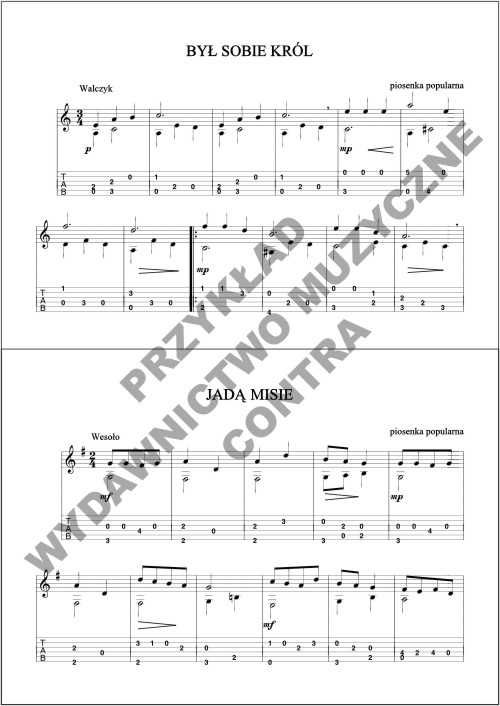 Łatwy Piosenki Dziecięce na gitarę fingerpicking (nuty + tabulatury)