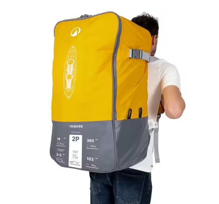 Canoa kayak insuflável 2 lugares - Tribord 100+ Amarelo