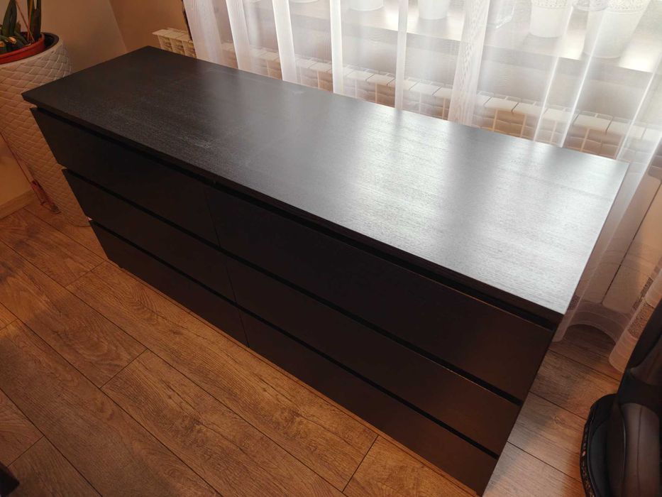 Komoda Ikea Malm 6 szuflad, czarny 160x78cm