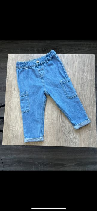 Джинси штани джинсові сині голубі карго джогери мом моми штани 80 86