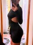 Sexy elegancka sukienka bez pleców mini bodycon półgolf