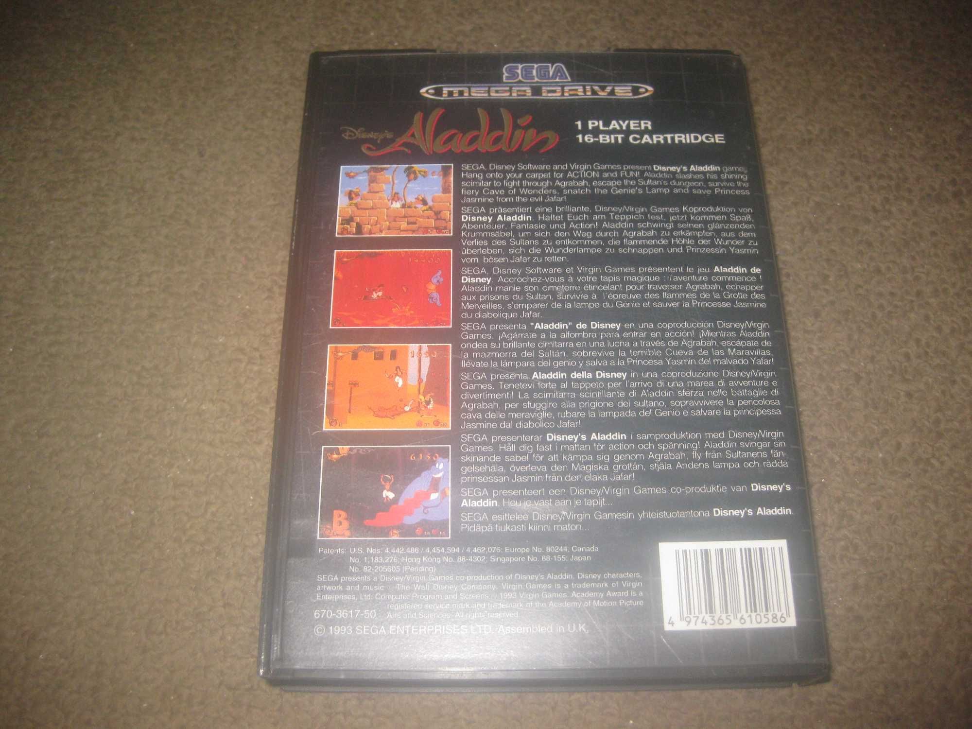 Jogo "Aladdin" para Sega Mega Drive/Completo!