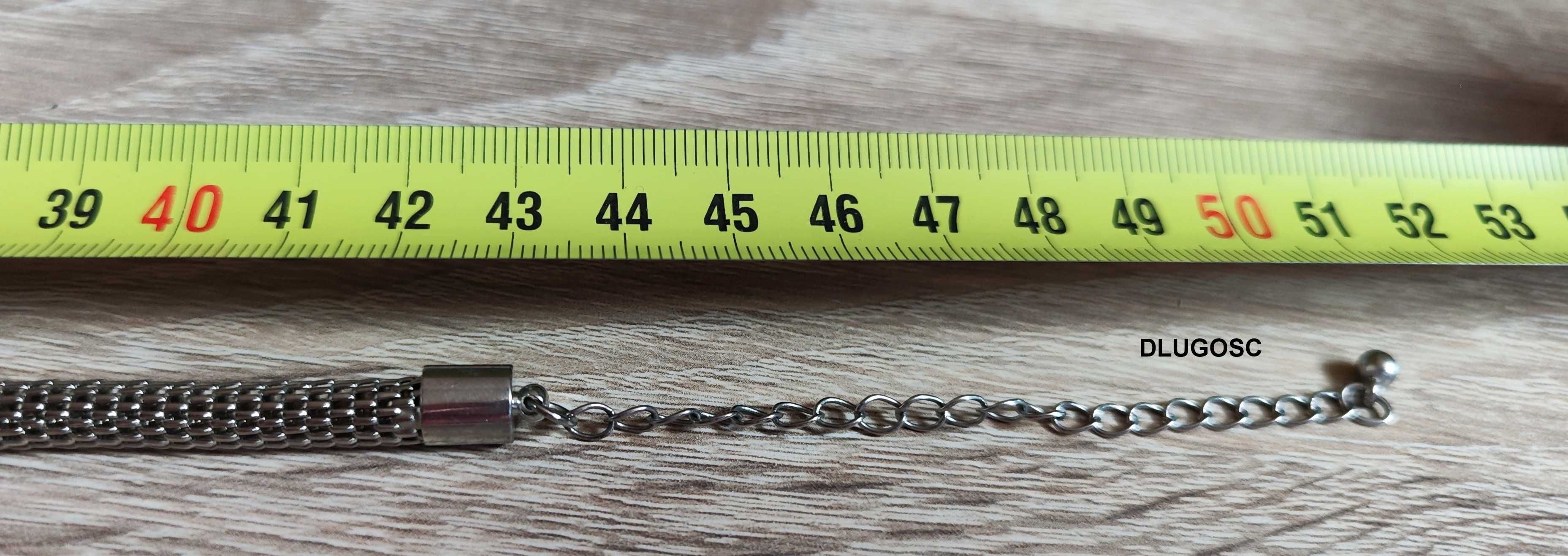 Naszyjnik kolia cekiny srebrny cyrkonie kamienie 43-50cm