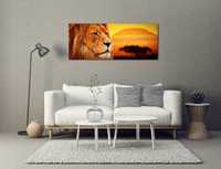 Obraz na ścianę szklany lew sawanna 125x50 duży foto