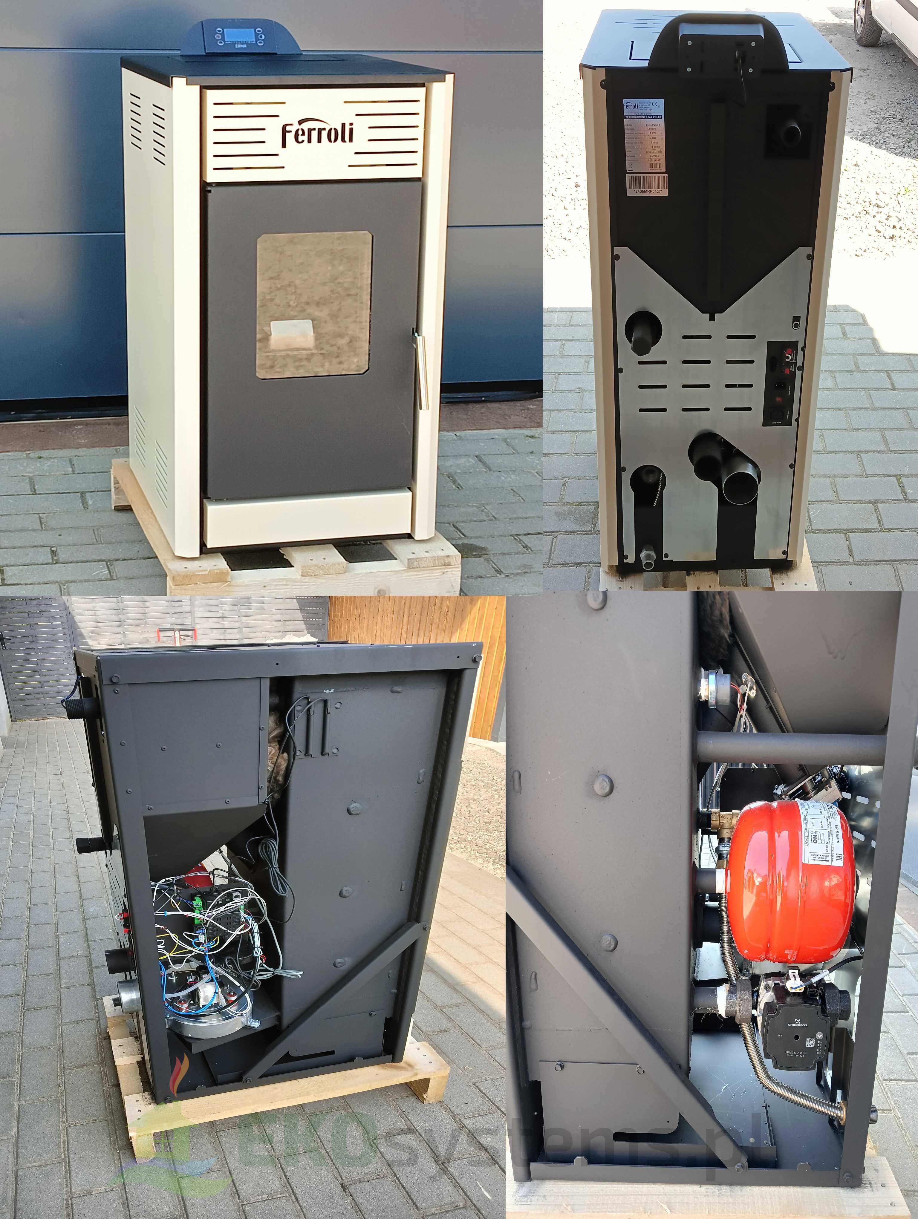 Ferroli kominek piecyk piec na pelet pellet 8 kW co+cwu z płaszczem