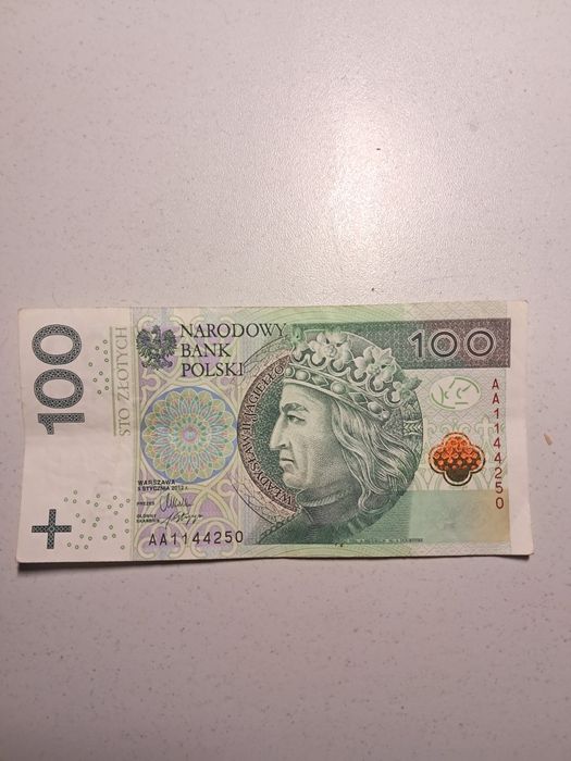 Banknoty seria AA, grubsze czcionki numerow