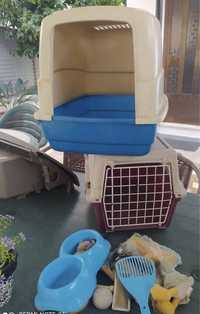 Transportadora e caixa de areia (sanita) para gato