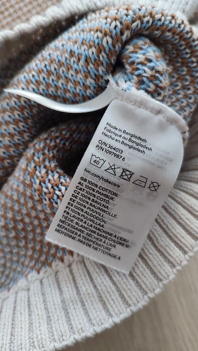 Świąteczny sweterek w kratę 100% bawełna H&M 122/128 Święta Wigilia