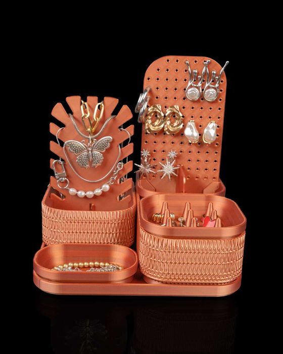 Luksus Golden Rose! Modułowy Organizer na Biżuterię "Chisel Chic"