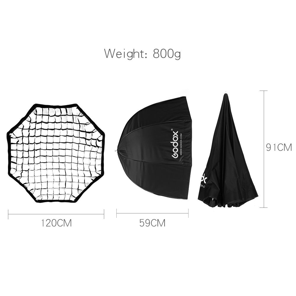 Softbox octogonal Godox 120cm reflector Brolly para Flash Speedlite NO