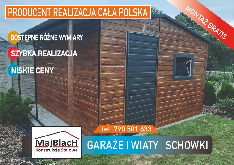 Garaż Blaszany do ogrodu - Wiata |Schowek na Narzędzia | - Maj-Blach