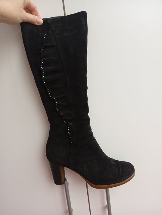 Чоботи жіночі замшеві, європейська зима, 40р., б/в