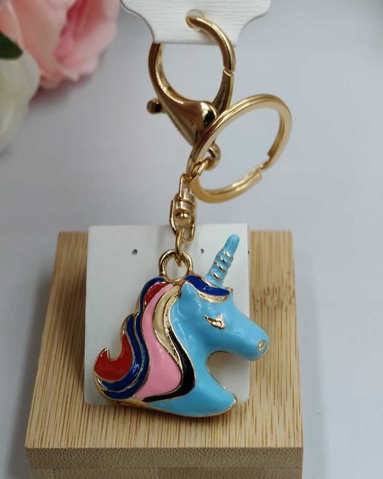 Brelok Jednorożec Niebieski Uroczy Zawieszka do Kluczy Torebki Plecaka