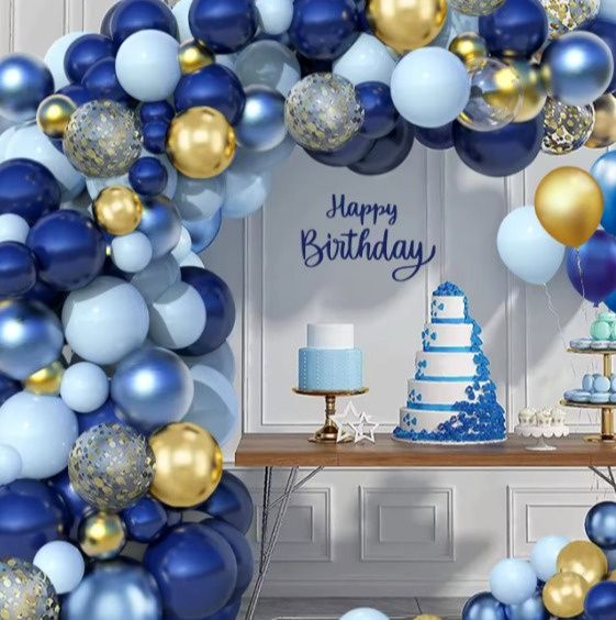 Girlanda balonowa niebieski złoty