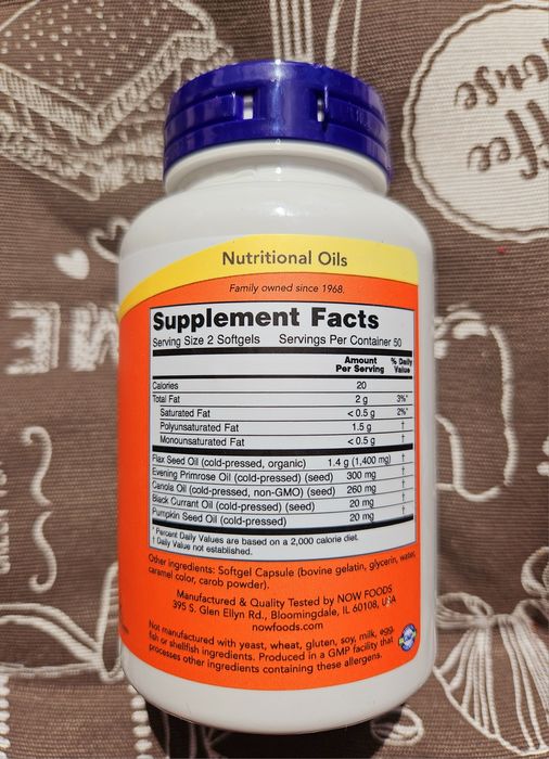 Now Foods омега-3-6-9 omega 3 6 9 олія льону примули гарбуза 100 250