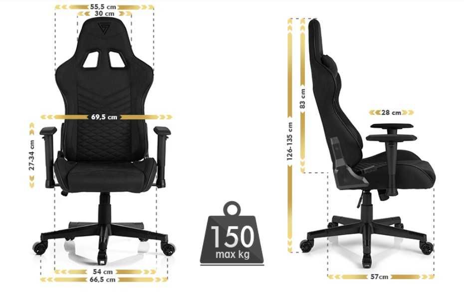 Czarny Fotel Gamingowy Biurowy SENSE7 Spellcaster Materiałowy + GRATIS